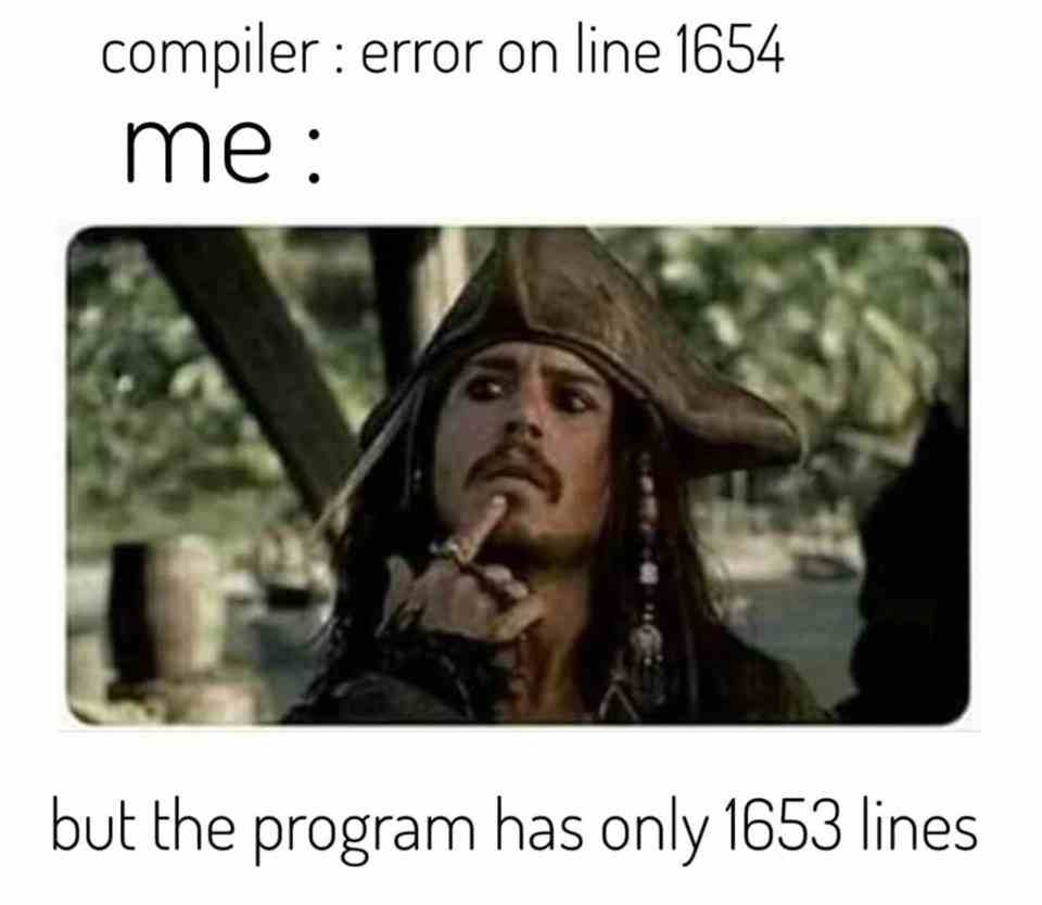 Error on line 1654 but the program has only 1653 lines