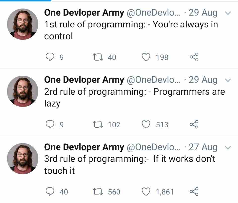3 rules of programming