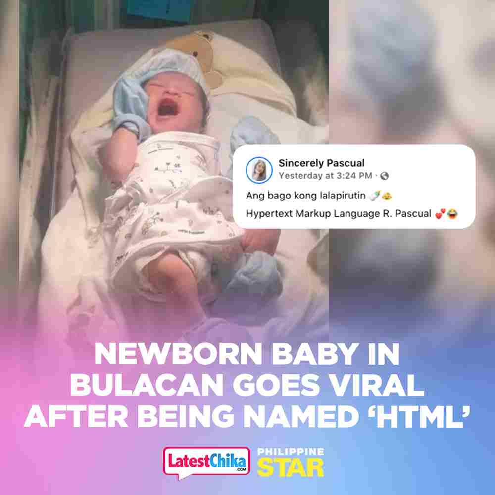 A baby boy from Sta. Maria, Bulacan surprised the internet after he was named Hypertext Markup Language (HTML) by his parents