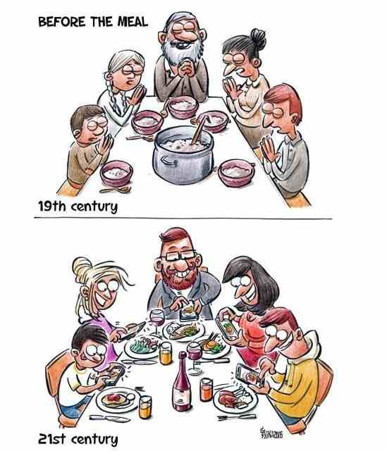 Before the meal 19th century vs 21st century