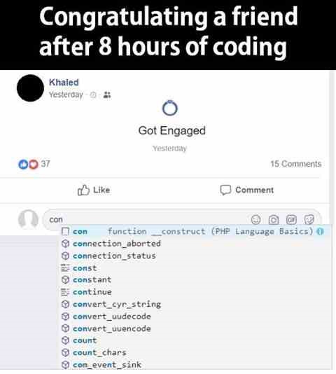Congratulating a friend after 8 hours of coding
