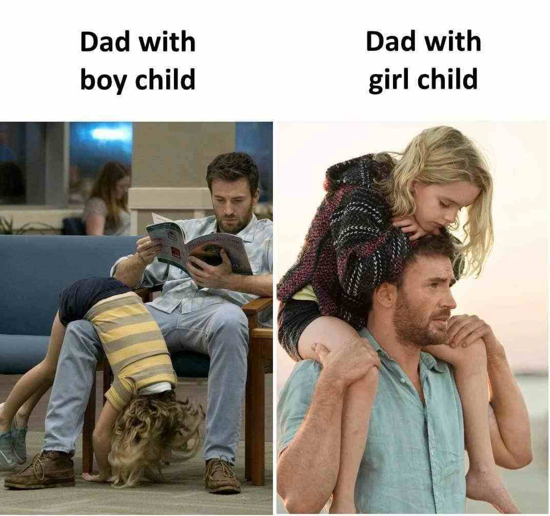 Dad with boy child vs Dad with girl child