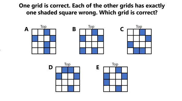 Each of the other grids has exactly one shaded square wrong