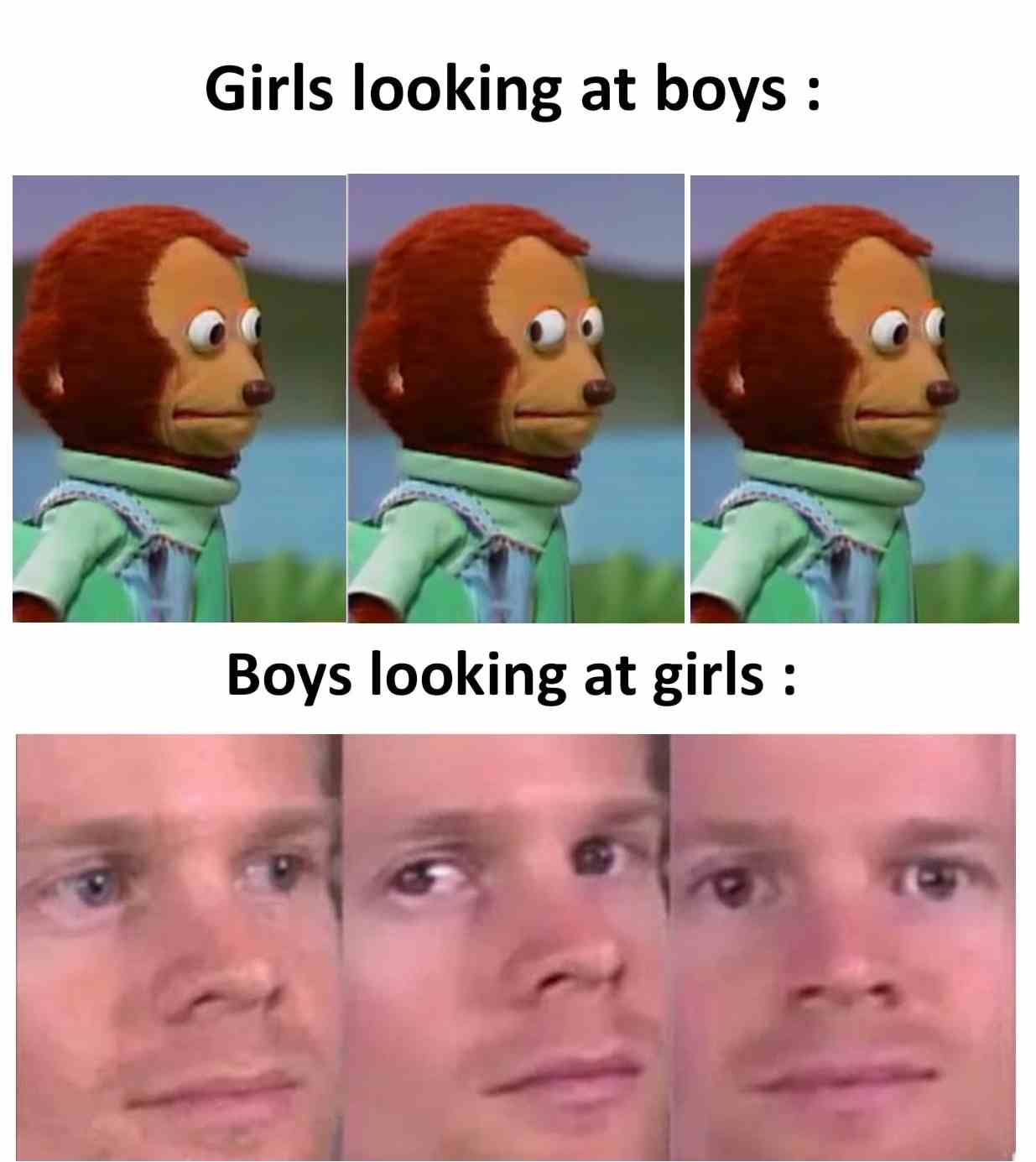 Girls looking at boys Vs Boys looking at girls