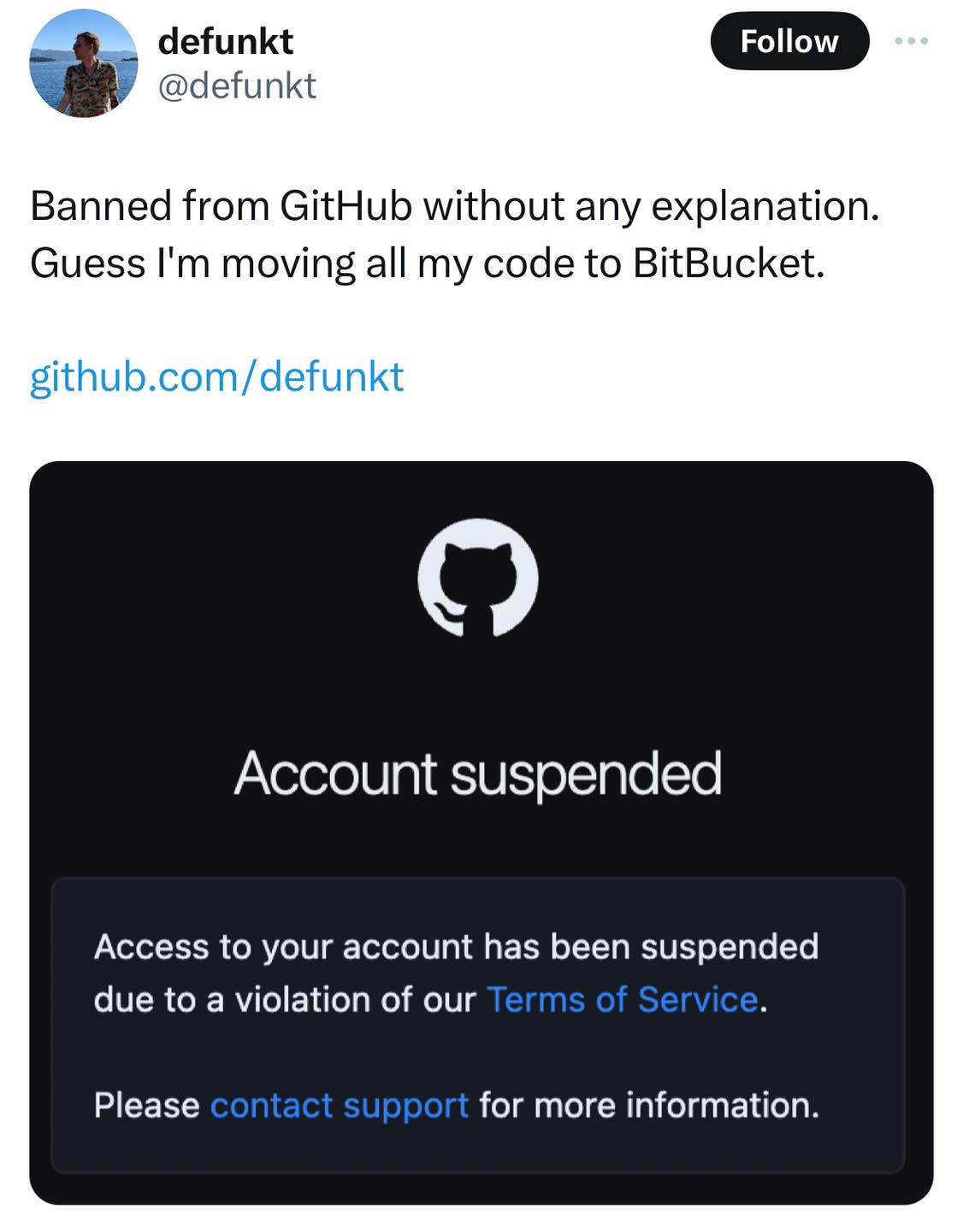 Github banned its cofounder due to bug or AI-based automation
