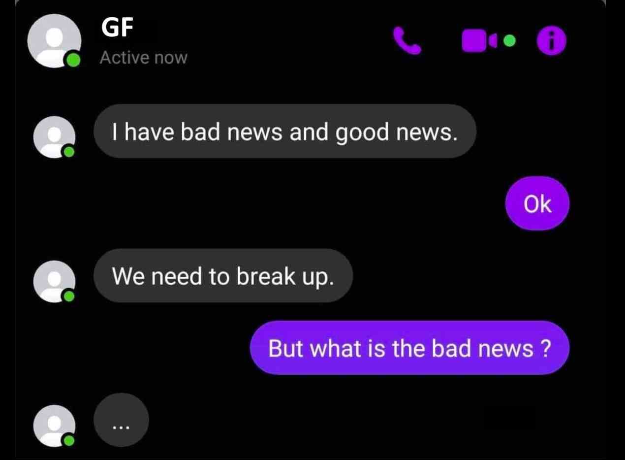 I have bad news and good news