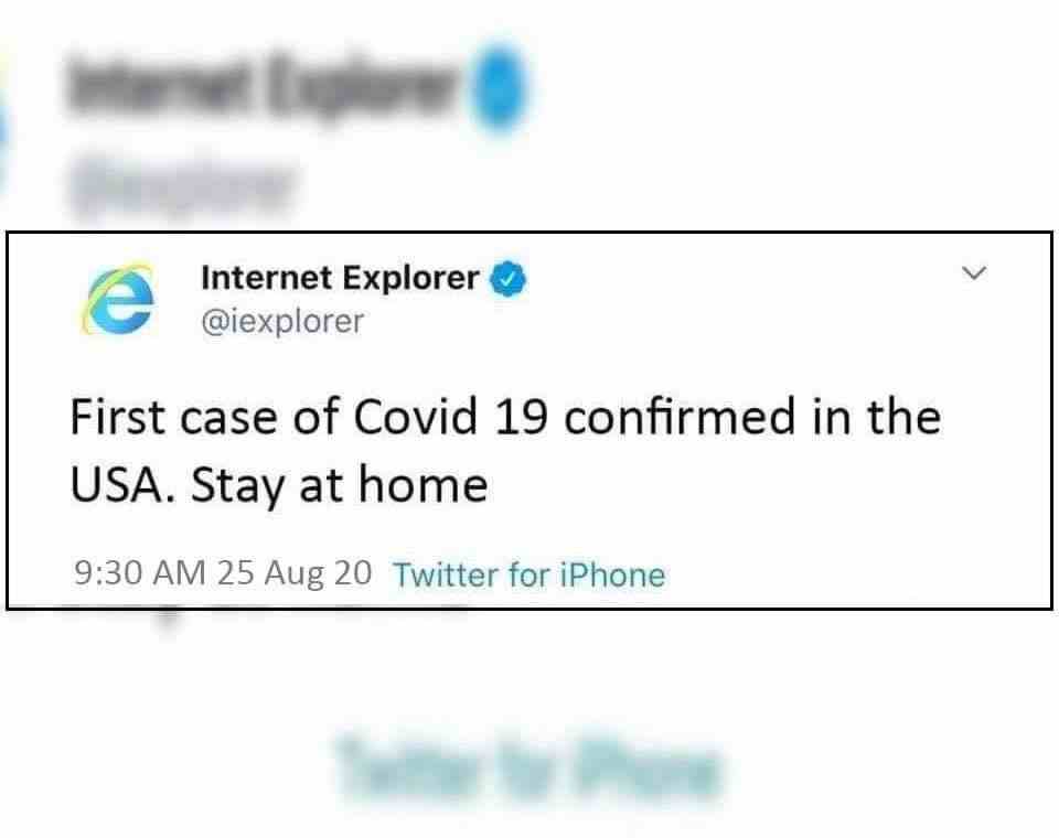 Internet Explorer announced Covid 19 First case 