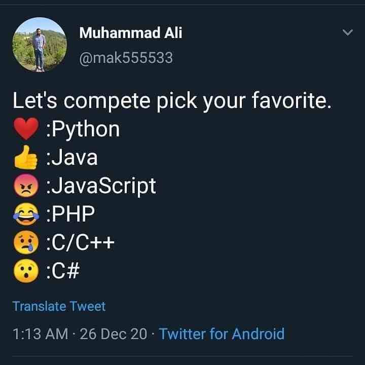 Let's compete pick your favorite Programming Language