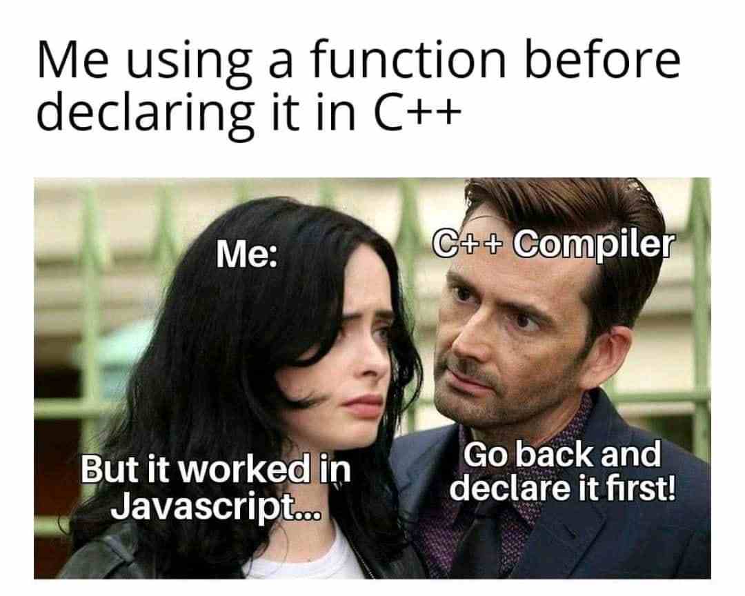 Me using a function before declaring it in C++