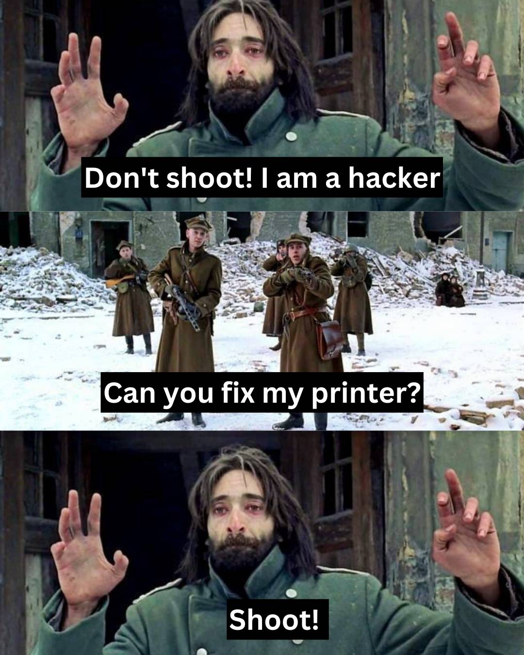 No way he's fixing a printer