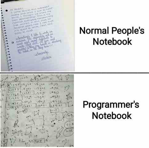 Normal people's Notebook vs Programmer's Notebook