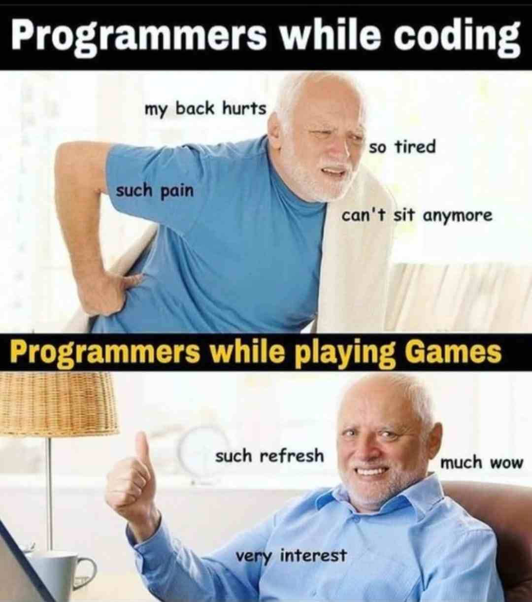 Programmers while coding vs Programmers while playing games