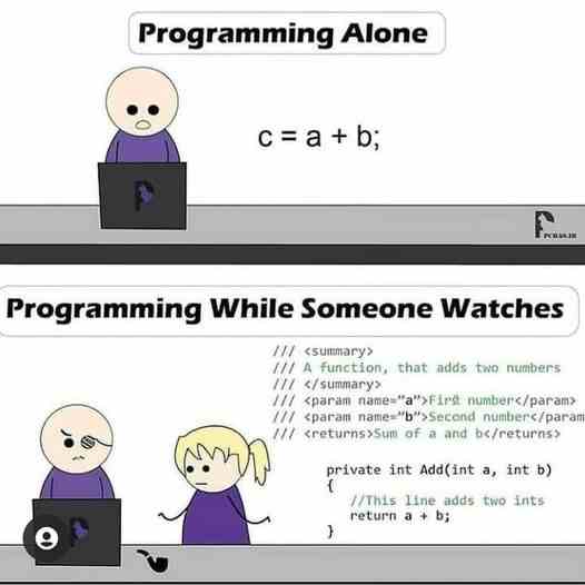 Programming Alone vs Programming while someone watches