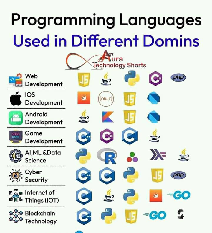Programming language use in different domins