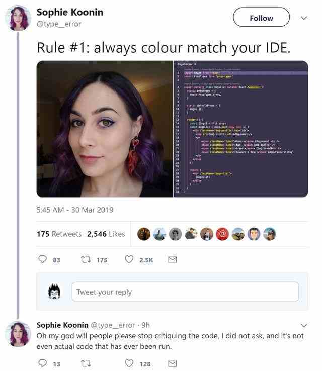 Rule #1 always colour match your IDE