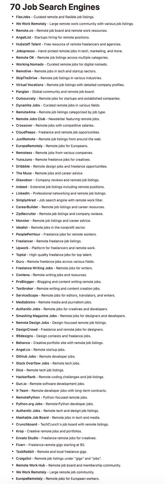 The best 70 job search engines to find remote jobs in 2025