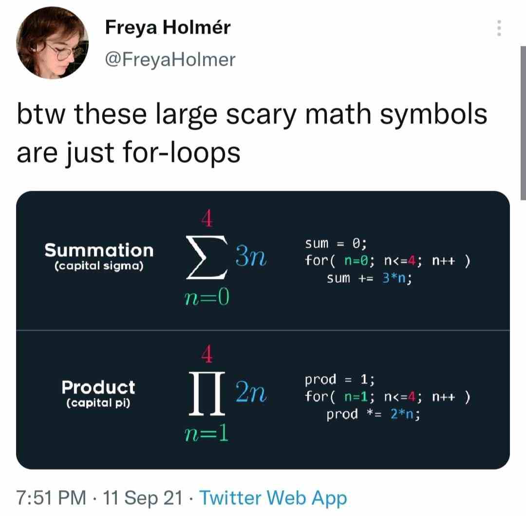 These large scary math symbols are just for-loops