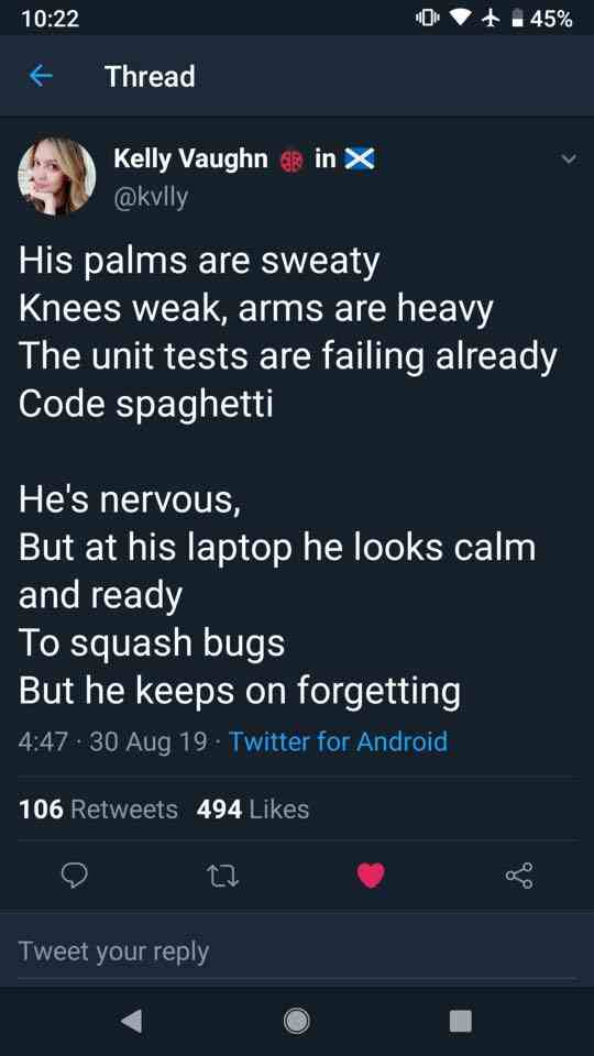 This looks like a song lyrics for programmers..