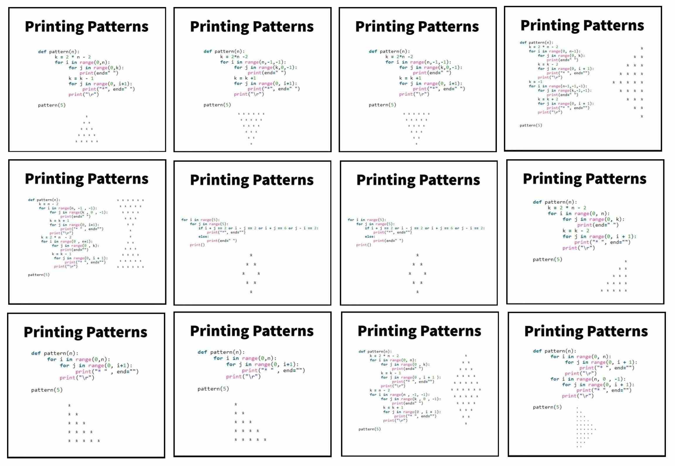 Top 12 Printing Patterns with Code