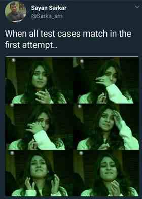 when all test cases match in the first attempt