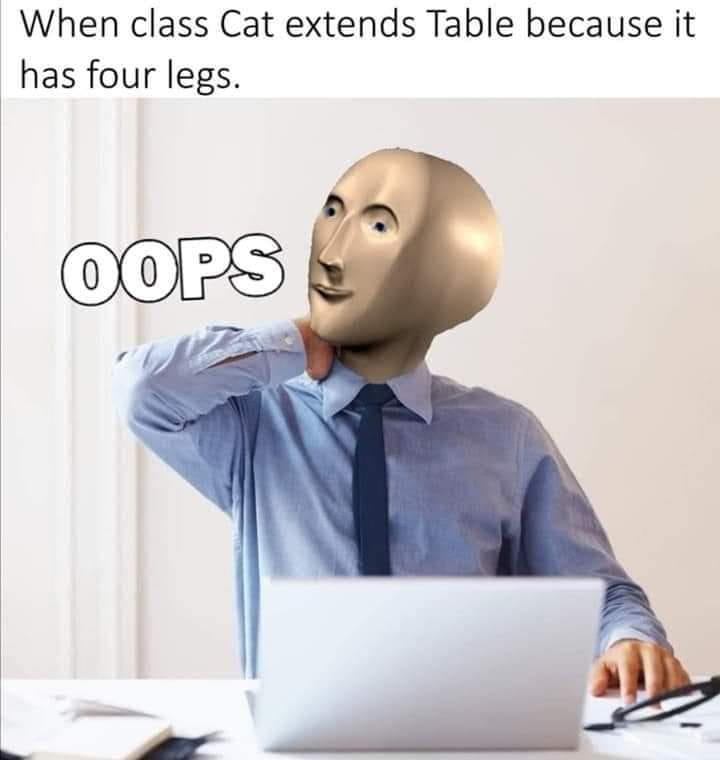 When class Cat extends Table because it has four legs
