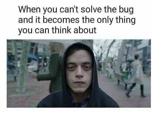 When you can't solve the bug and it becomes the only thing you can think about