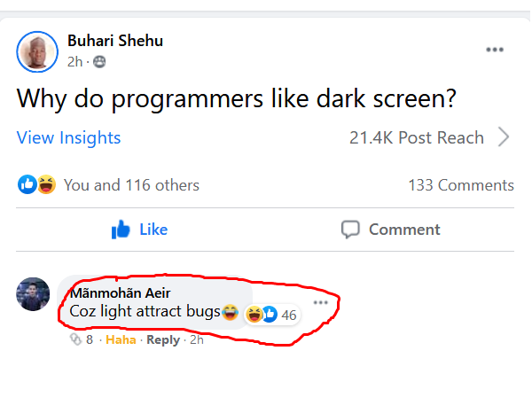Why do programmers like dark screen?