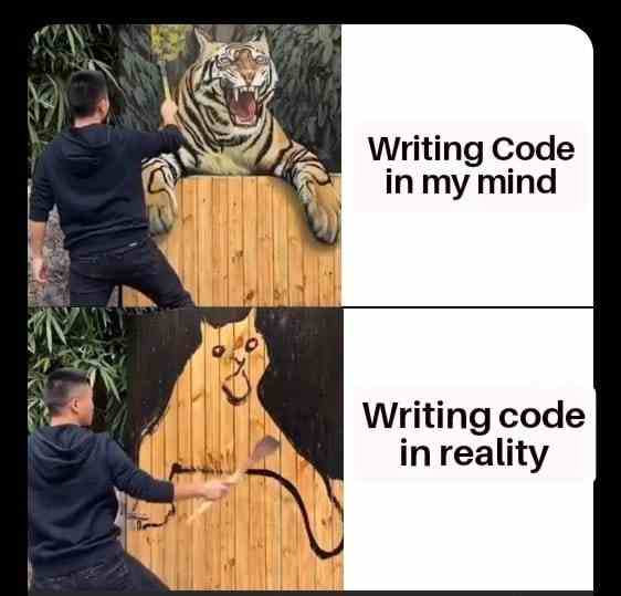 Writing code in my mind vs writing code in reality