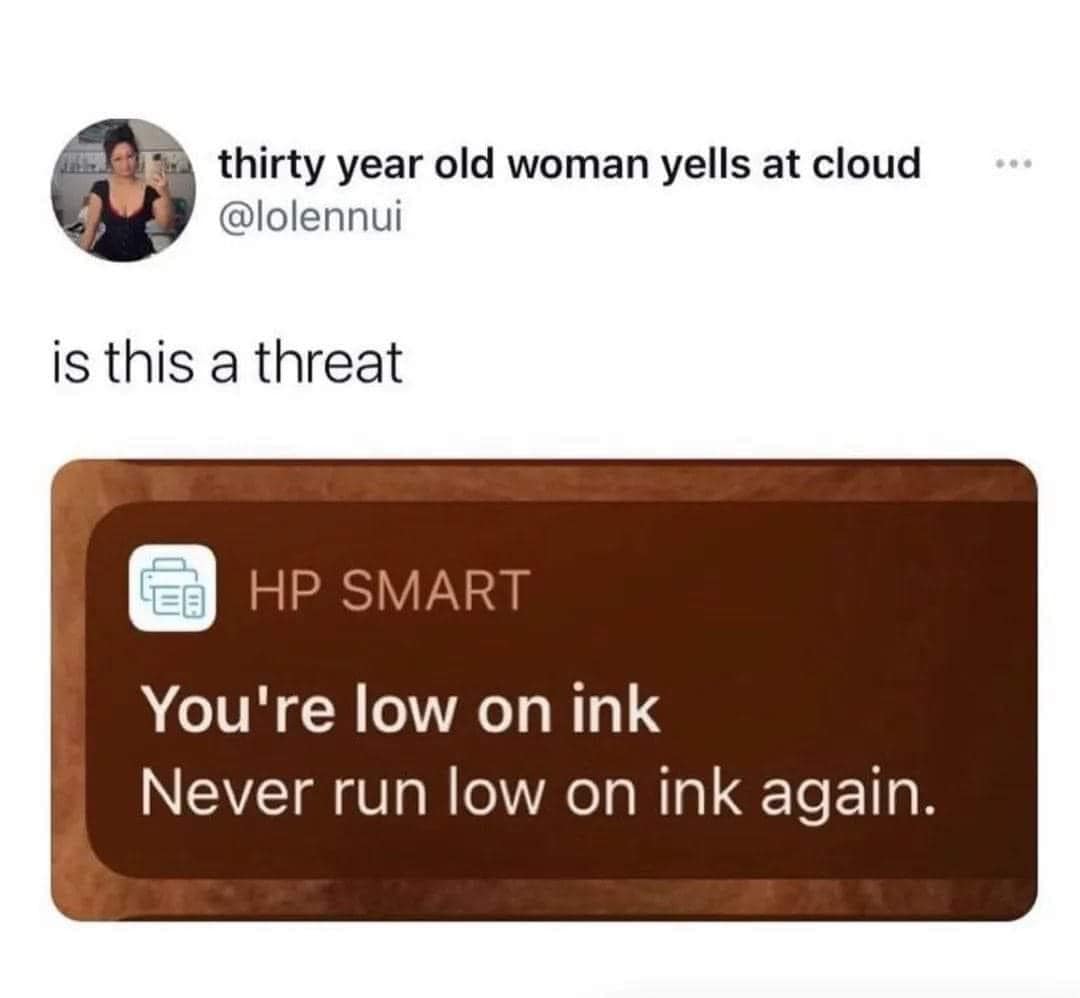 You're low on ink